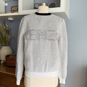 Kenzo Paris Black White Texture Knit Sweater Logo Size M